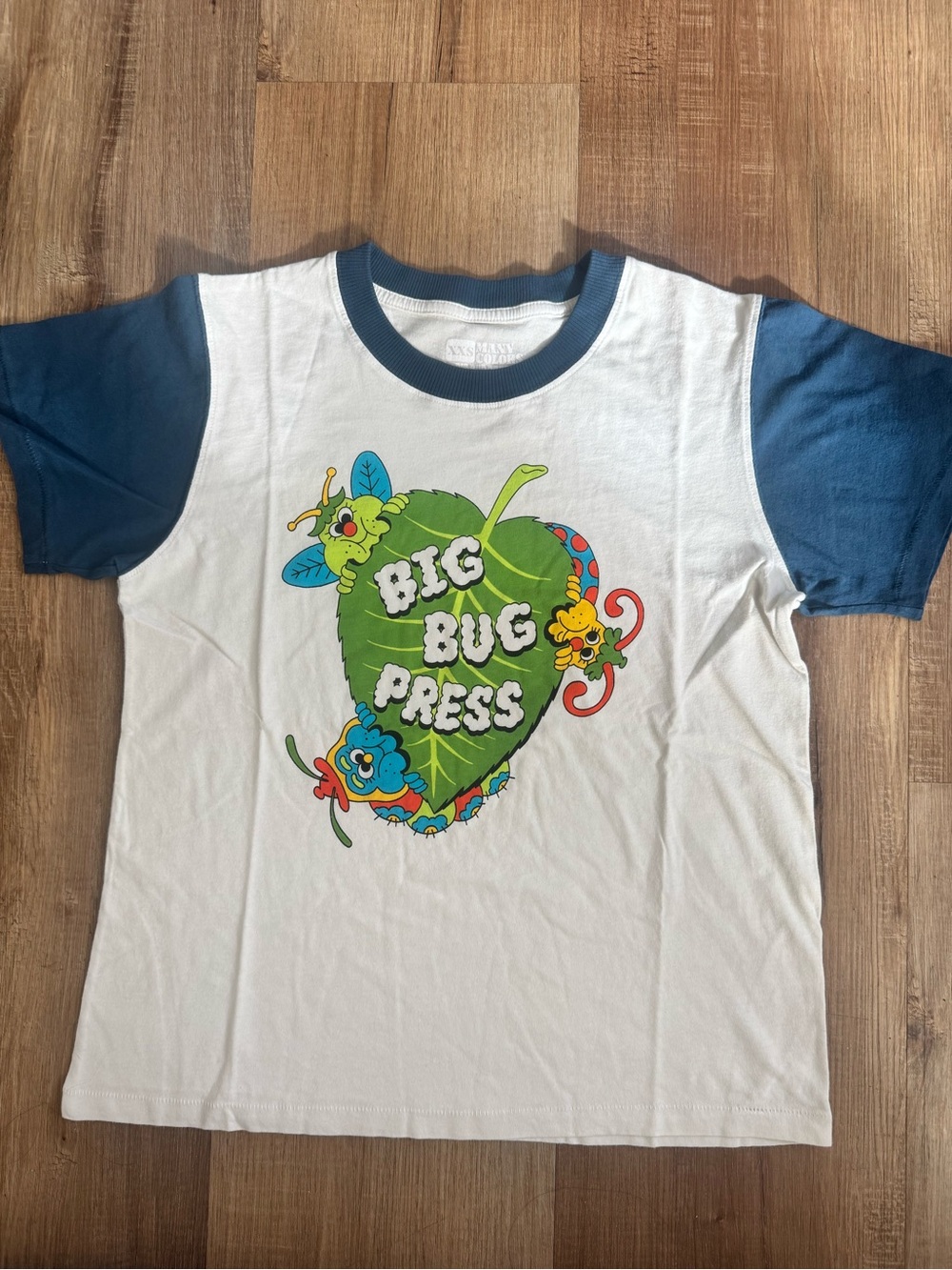 Big Bud Press Blue Ringer Tee Shirt Mens Size XXS Color Block Made In LA